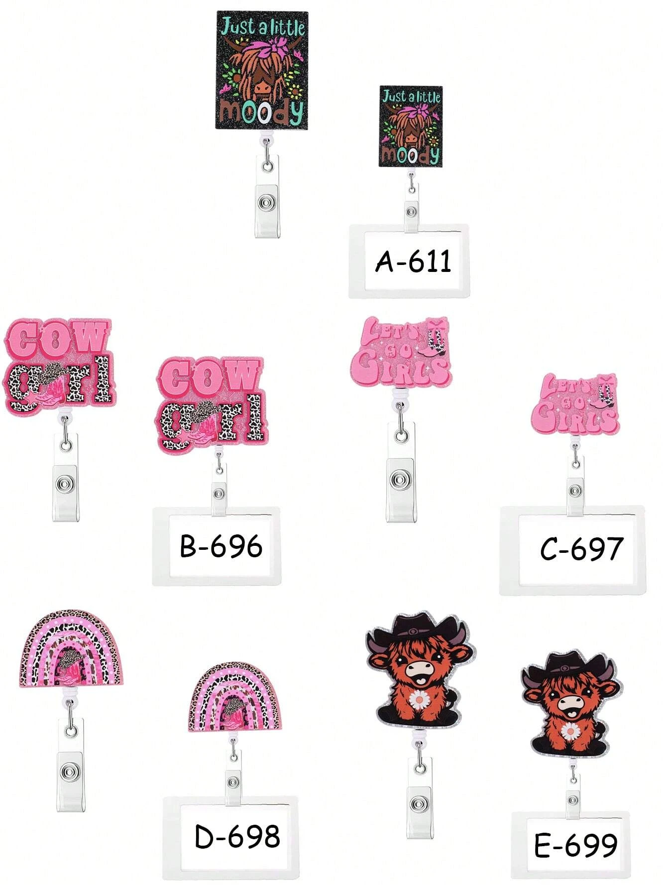 ワニ口クリップ付き格納式バッジホルダー,ワニ口クリップ付き格納式バッジホルダー,ブラウン,ヤク,看護師,教師,学生,医師,1個