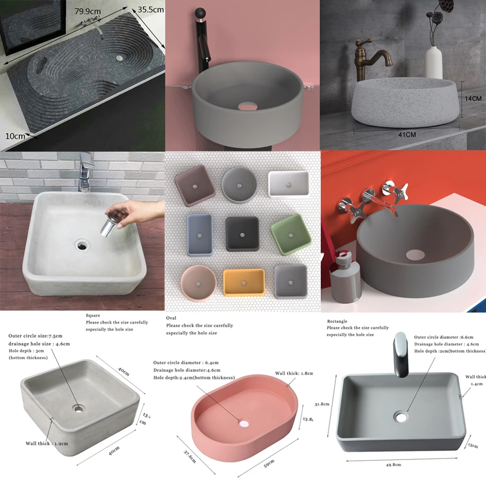 

Various shapes Concrete Sink Silicone Molds Washbasin Pot Molds Cement Hands Wash Pot Molds Bathroom Basin silicone molds