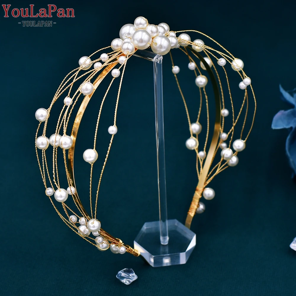 

TOPQUEEN Beaded Wedding Headband Bride Pearl Hair Tiara Handmade Simple Women Party Head Band Jewelry Hair Accessories HP609