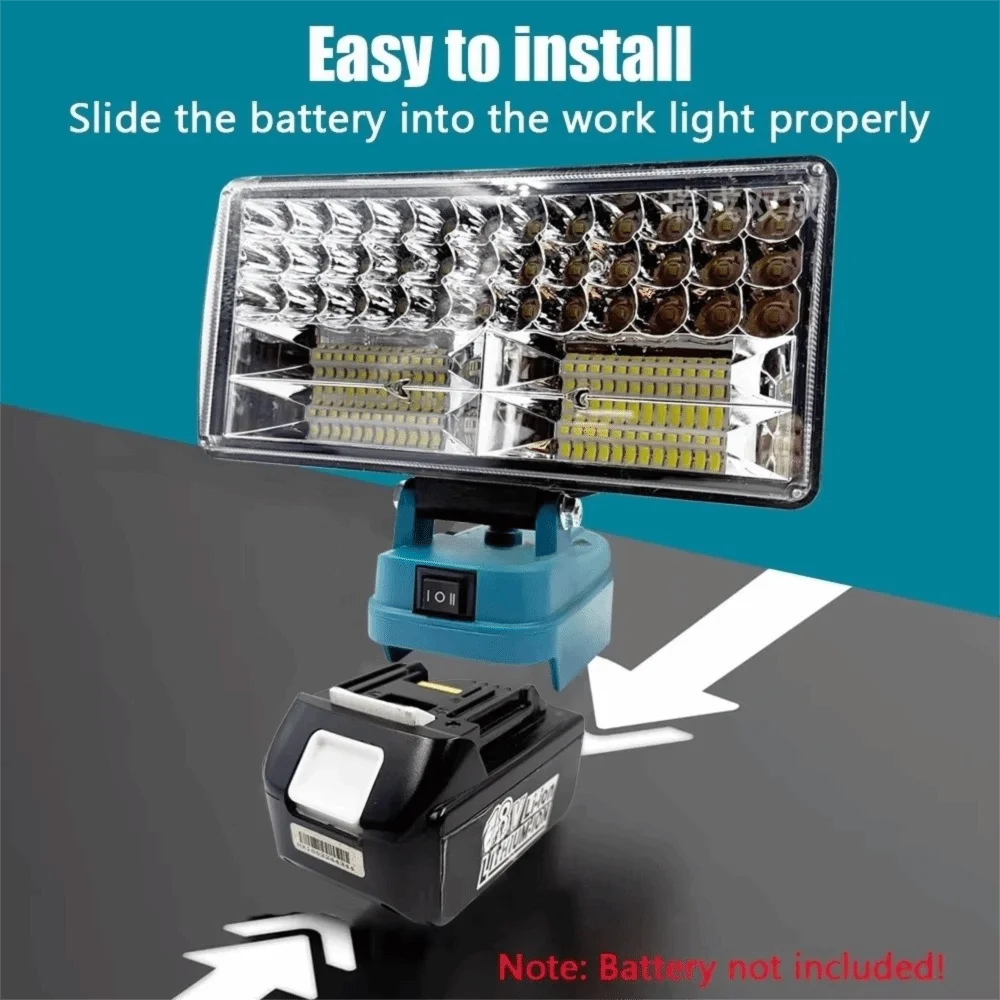 

2 USB Charger LED Work Light 4/8 Inch Night Lighting Handheld Spotlight Adjustable Levels for Makita 18V Lithium Battery