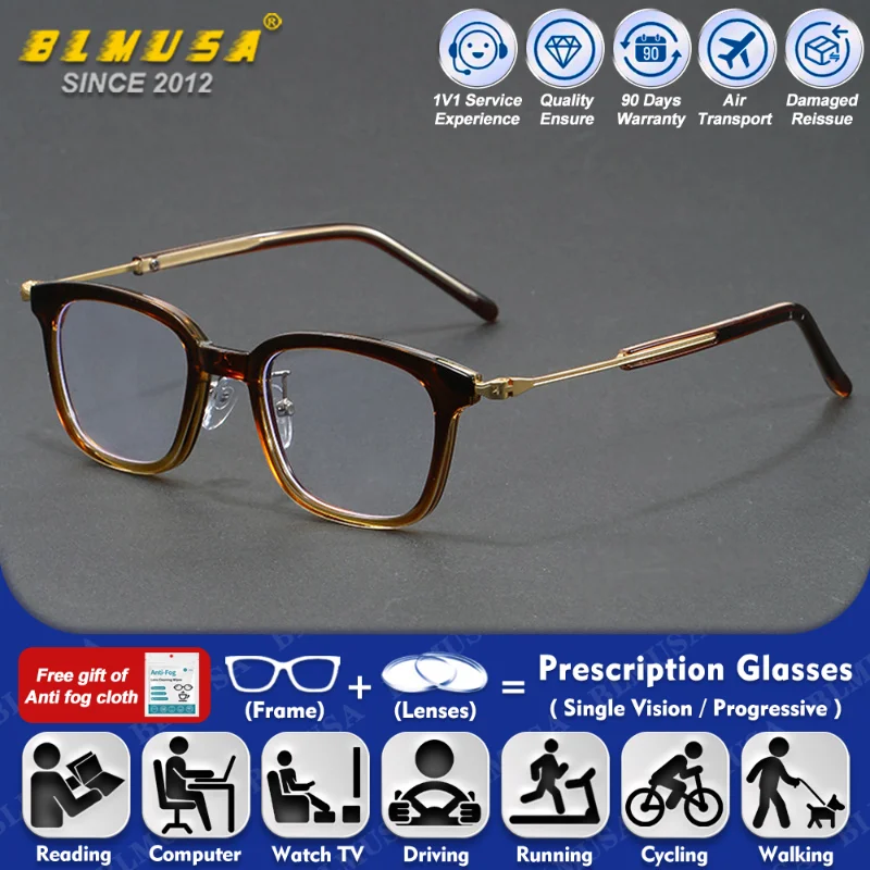 

BLMUSA (XL) New Design Myopia Prescription Computer Glasses High Quality Anti Blue Ray Men Polarized Multifocal Optical Eyeware