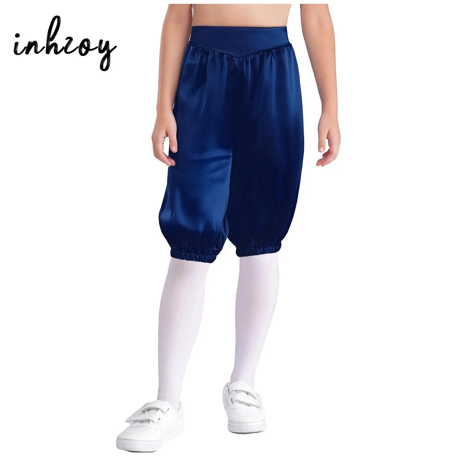 

Средневековые шаровары унисекс для мальчиков и девочек, викторианские шорты в стиле стимпанк, эластичный пояс, шелковистые свободные брюки-капри, леггинсы