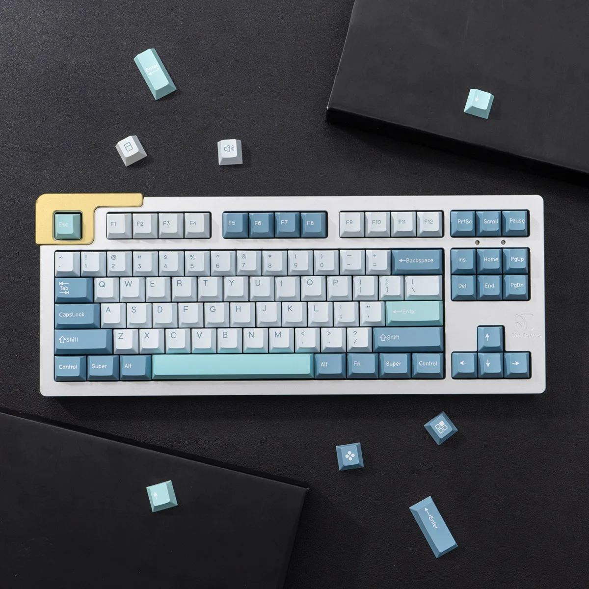 Imagem -05 - Shoko Keycaps para Teclado Mecânico 177 Teclas Azul Branco Pbt Duplo Tiro Cherry Perfil Caber 68 75 84 96 980 100 Gk61 Anne Pro2