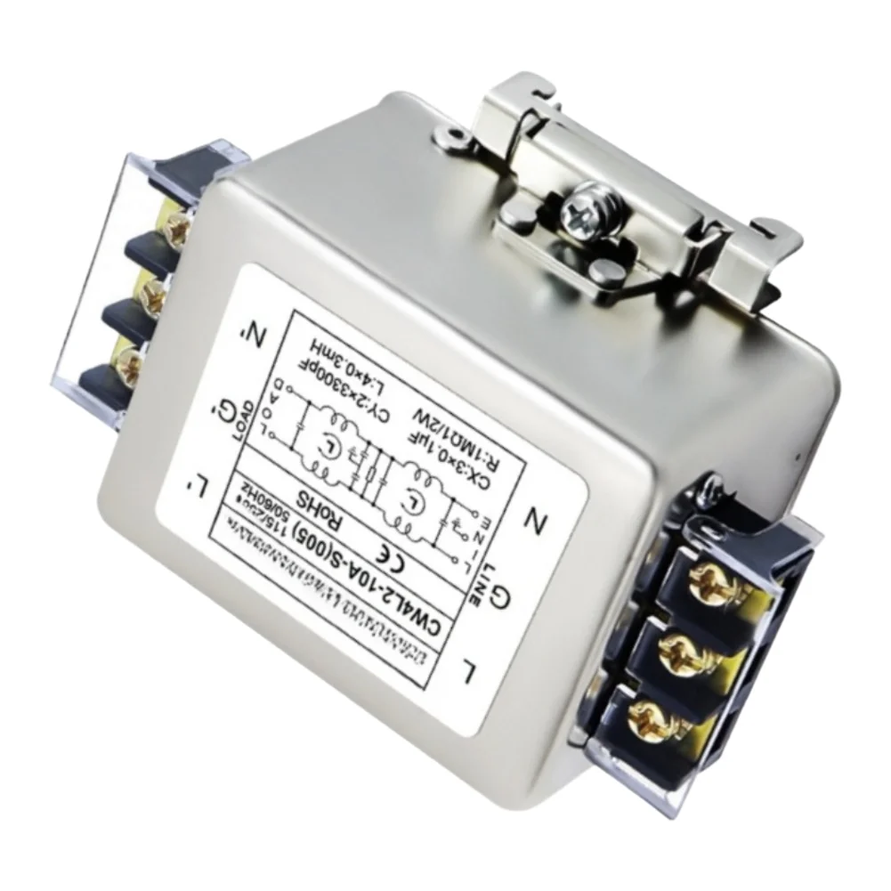 Metal Power Filter CW4L2-S 10A 20A 30A 40A Single Phase 220V AC for Bipolar Guided Terminal Block DIN Rail Mounting