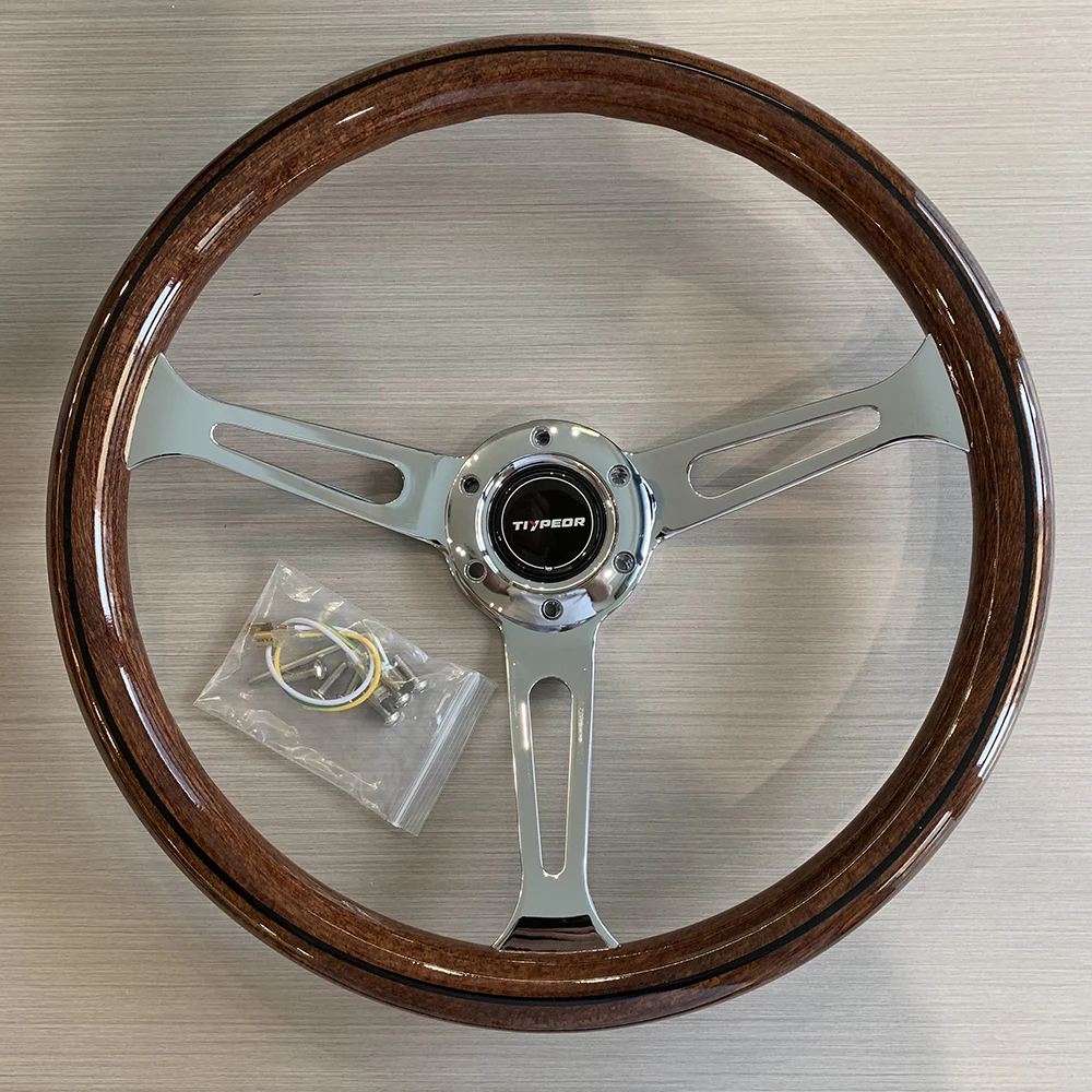 ABS 380mm Steering Wheel Imitation Solid Wood Modified Racing Classical Steering Wheel