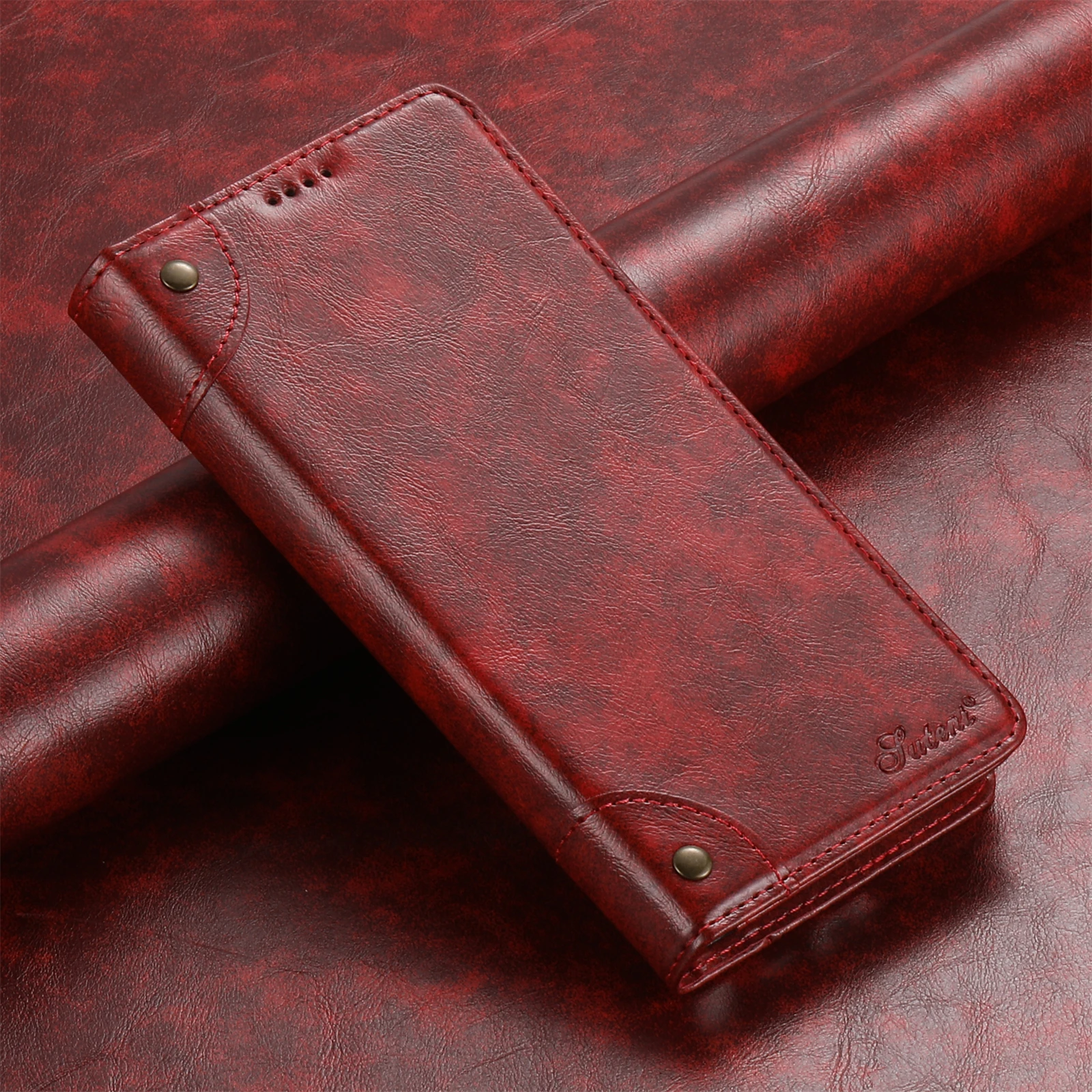 Skórzane etui z klapką na telefon Samsung Galaxy S26 S23 S24 S25 Ultra S22 Plus Note 20 z magnetycznym uchwytem na karty LS055 — zdjęcie produktu 4