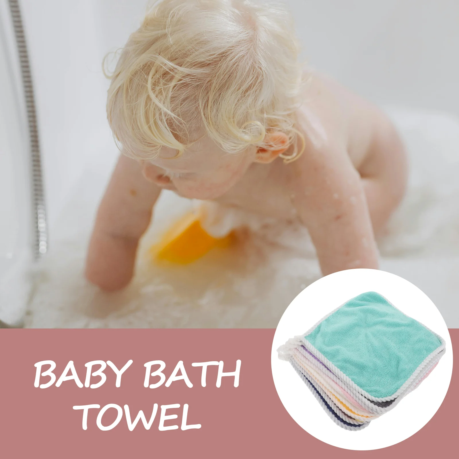 8 Pcs Flannel Face Towel Bath Kids Washcloths Hand Cleansing Wipes Coral Fleece Towels with Loops Baby for Newborn