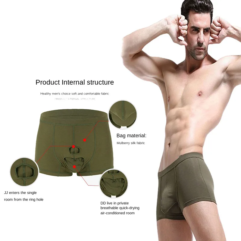 

Silk Breathable Cotton Underwear Men's Sexy Panties Improved Testes Separated Satin Briefs Penis Boxers for Men Sleep Bottoms