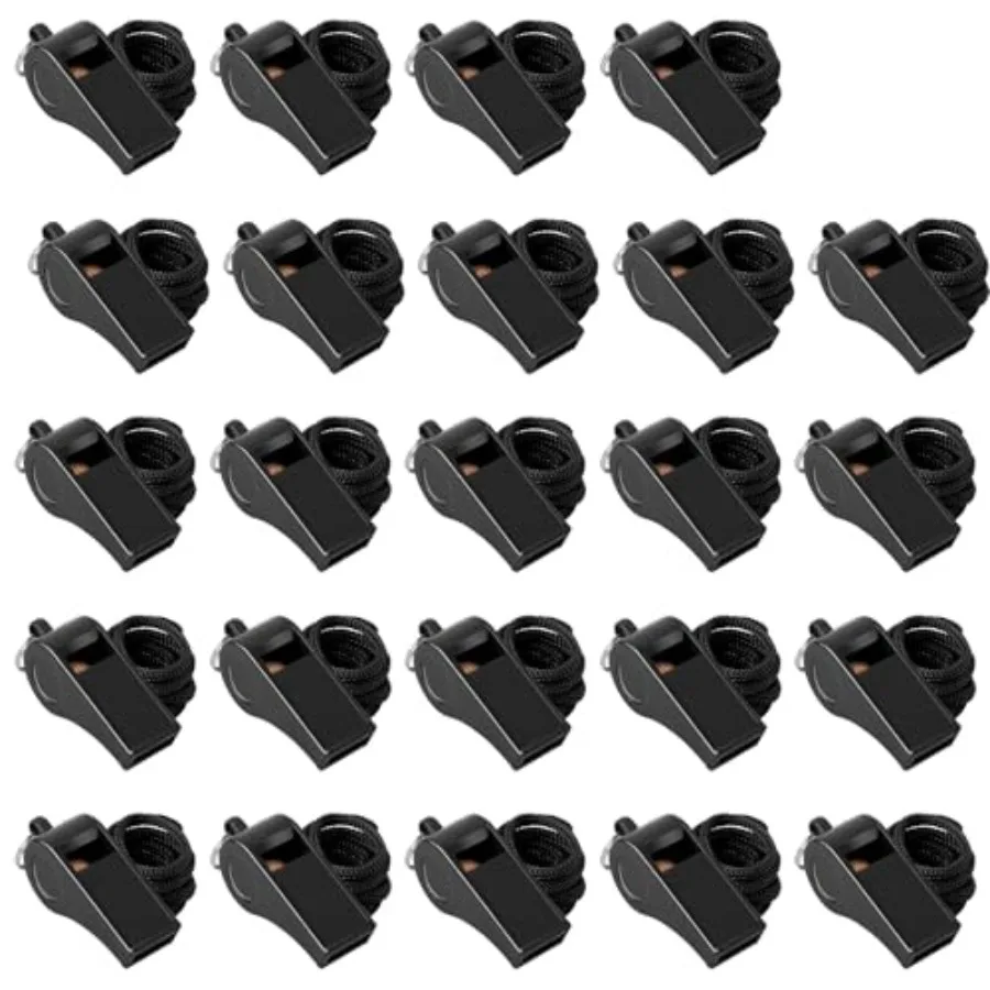 

24 Pack 120dB Loud Referee Whistles with Lanyards HeavyDuty Black Sports Whistles for Coaches Referees and Team Events