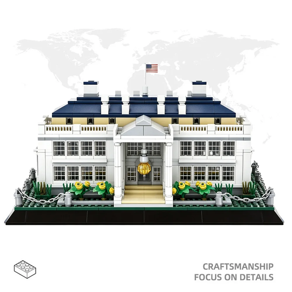 

Архитектурный конструктор США: Модель Офиса Президента США, Белый дом, строительные блоки, игрушки для детей, подарок