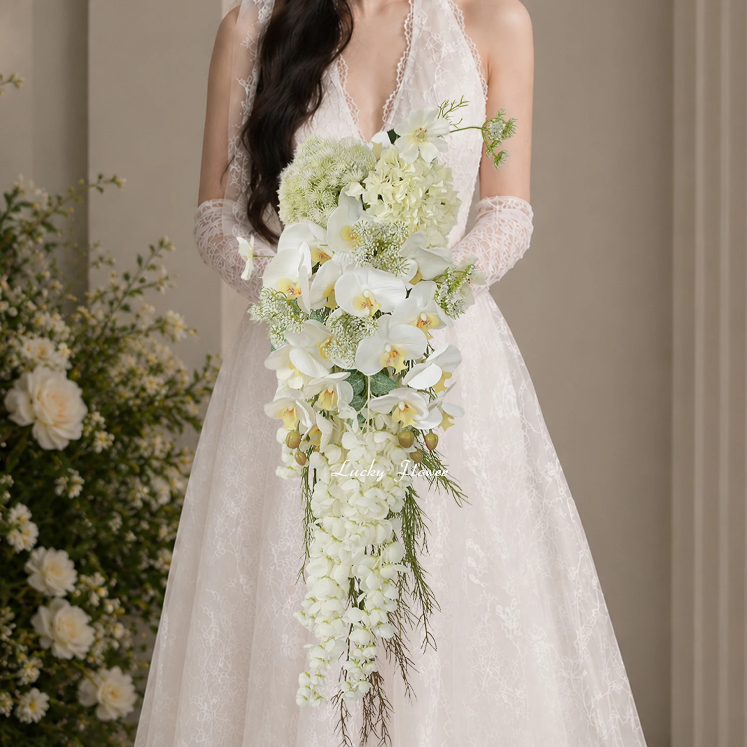 Artificiall flowers wedding decoration floral arrangement bridal bouquet hand holding silk hydrangea orich flower boquet