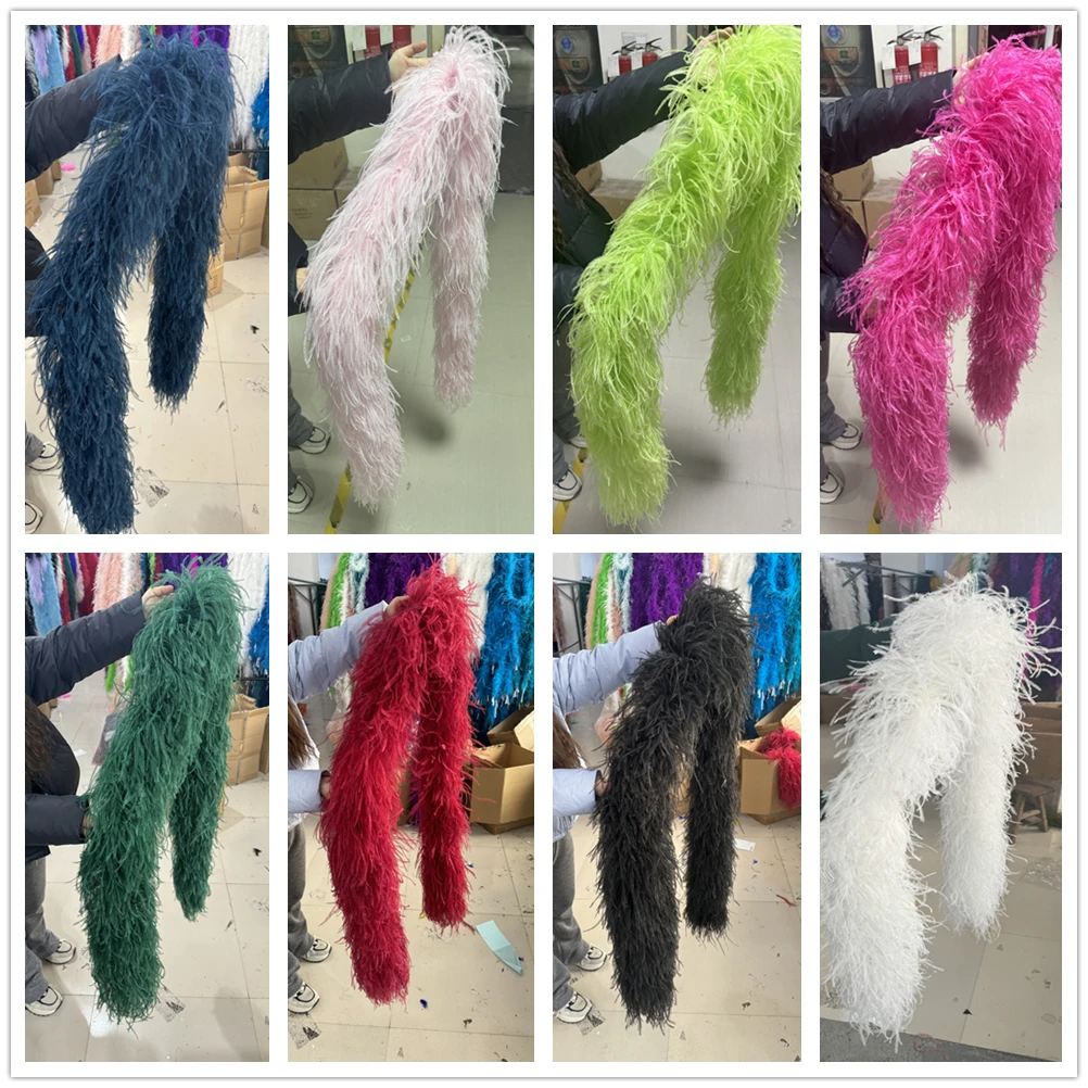 

Wholesale 10Piece Ostrich feather boa 2Meters Natural Ostrich Feathers Trims for Costume Dress Sewing Accessory 1 to 20Ply