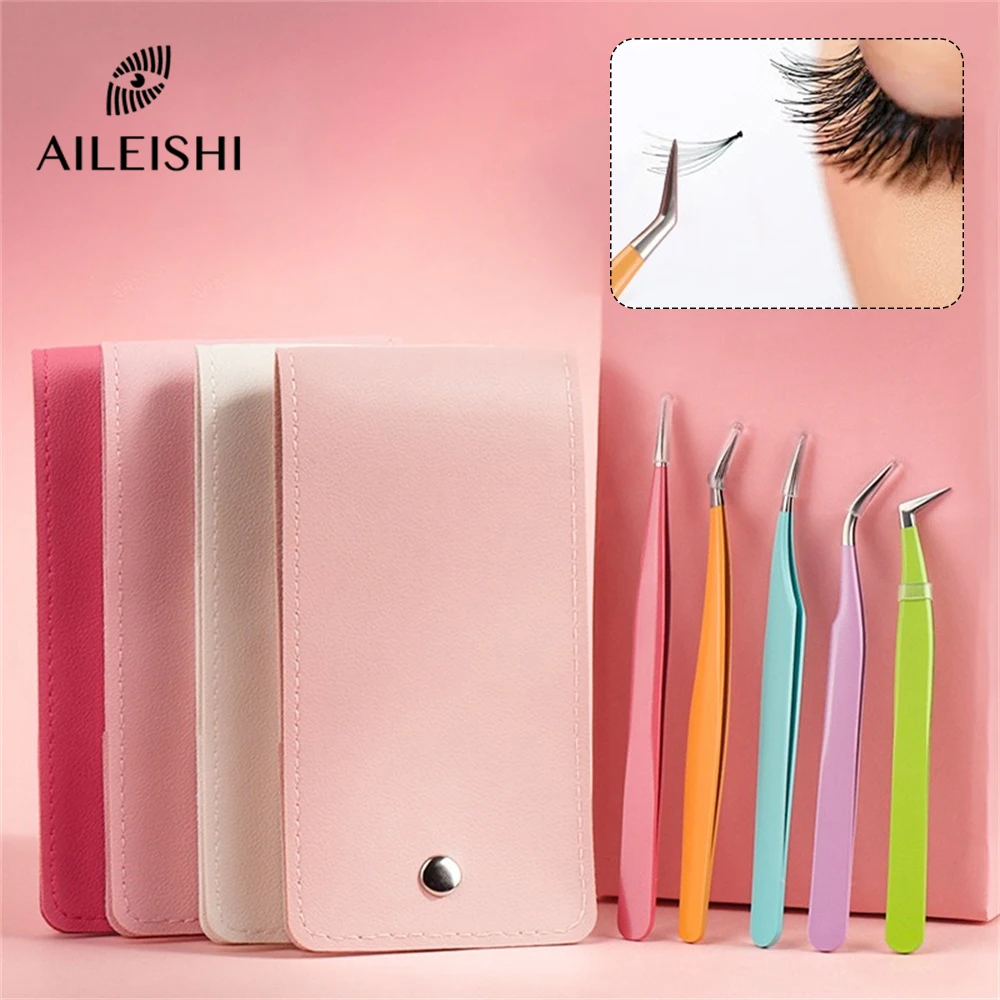 Pincettes antidérapantes pour faux cils, 5 pièces, Extension de cils, pointe en Fiber d'acier inoxydable, pincettes de précision, outils de maquillage