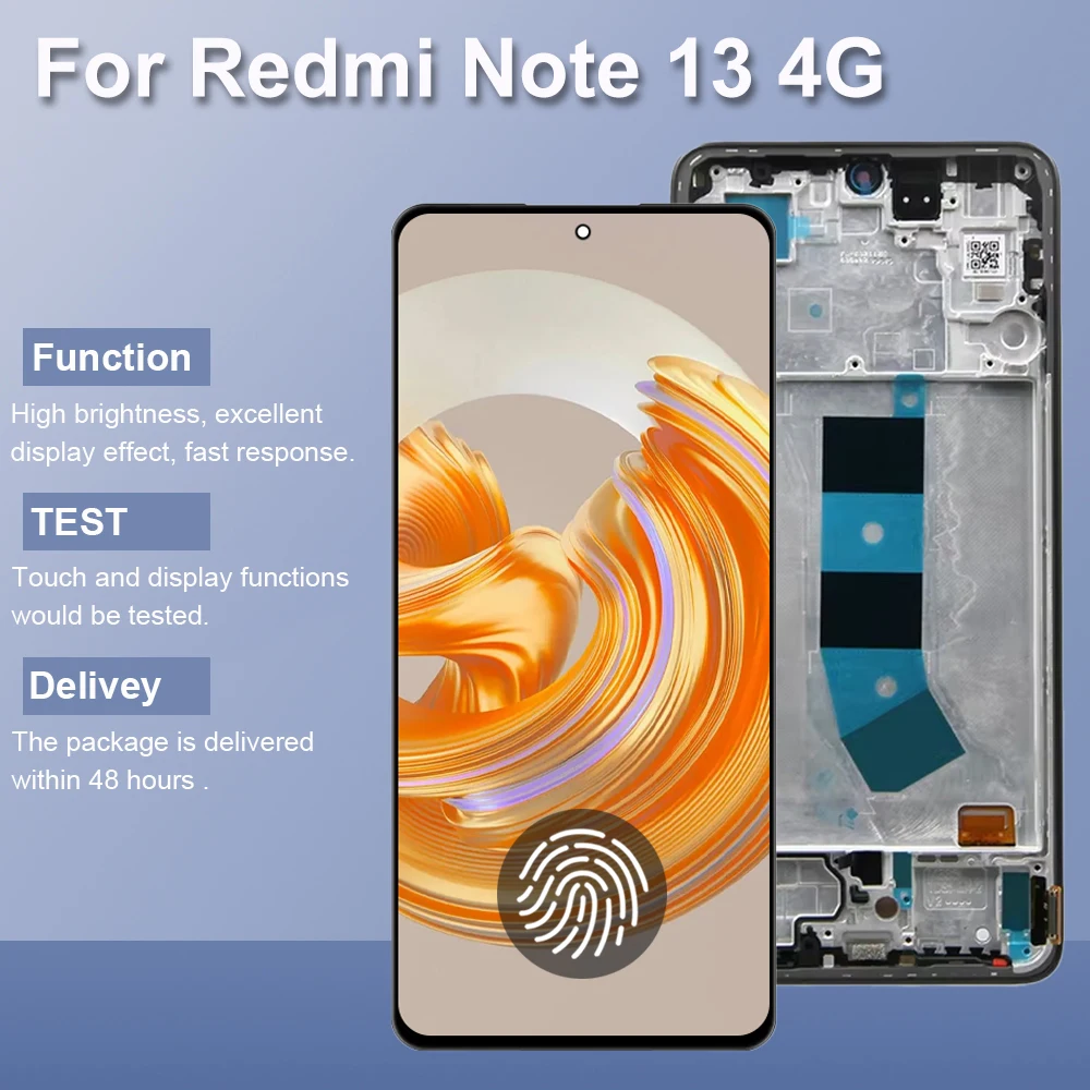 AMOLED Screen for Xiaomi Redmi Note 13 4G 23129RAA4G 23124RA7EO LCD Display Touch Screen Digitizer for Redmi Note13 4G Assembly