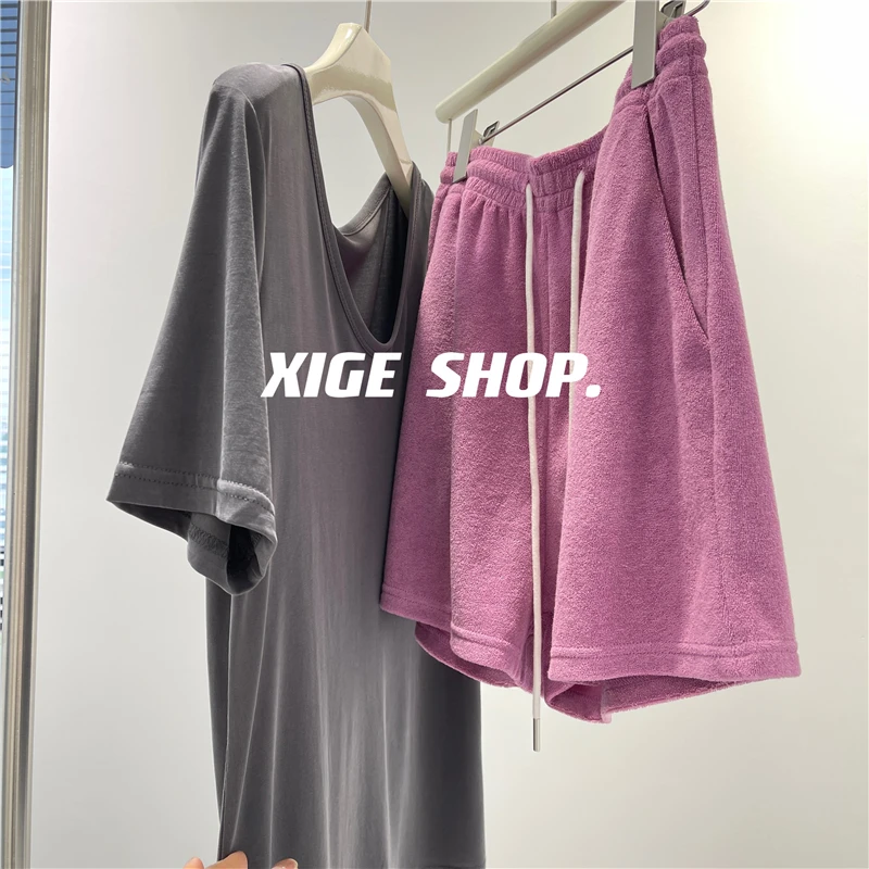 특대 사이즈 300 포우 스포츠 여성용 편안한 루즈핏 와이드 레그 하이웨이스트 핫팬츠 여름 트렌디 캐주얼 팬츠