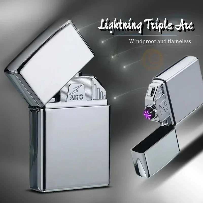 

Портативная металлическая интеллектуальная дуговая импульсная электронная зажигалка, плазменная зарядка через USB, ветрозащитная зажигалка, аксессуары для сигарет