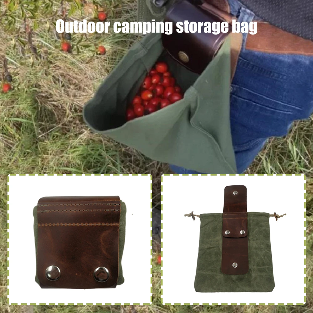 حقيبة قماش مشمع مع الرباط ، والجلود القابلة للطي ، جيب حزام الخصر في الهواء الطلق ، والمشي لمسافات طويلة وتمشيط الشاطئ