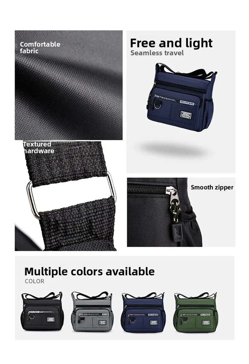Herren-Umhängetasche, Crossbody-Schultertasche, kleine Sling-Tasche für Arbeit und Business, wasserdichte Oxford-Tasche, Umhängetasche 2026 – Detail 7