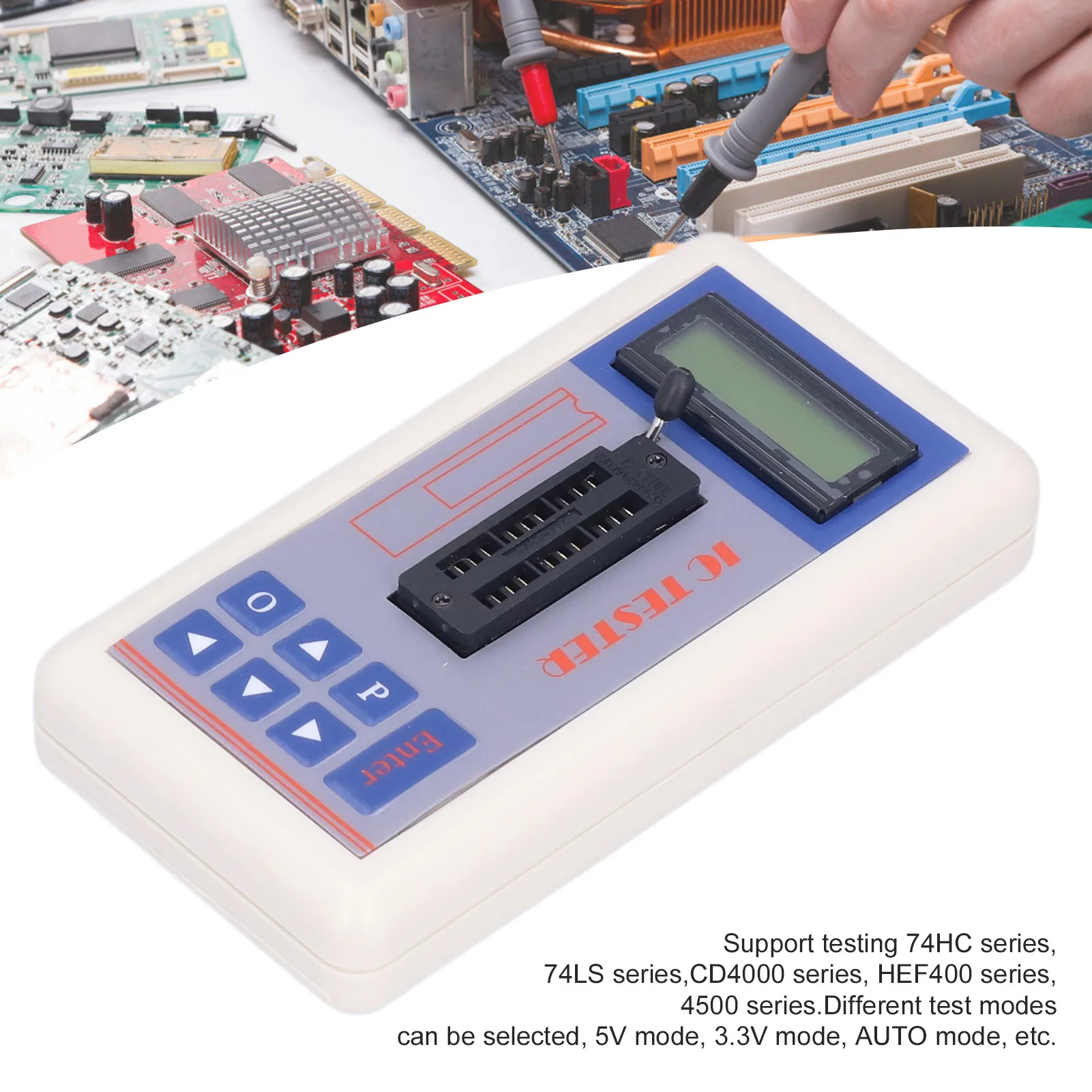 

TSH‑06F Integrated Circuit Tester IC Transistor Meter with 5V 3.3V AUTO Modes for Microelectronics Engineers Transistor Meter