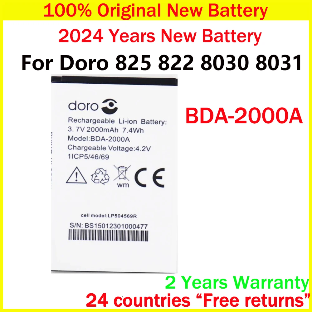 

New Original Battery BDA-2000A 2000mAh Battery For Doro Liberto 825 822 8030 8031 SmartEasy 824 8030 8031 With Tracking Number