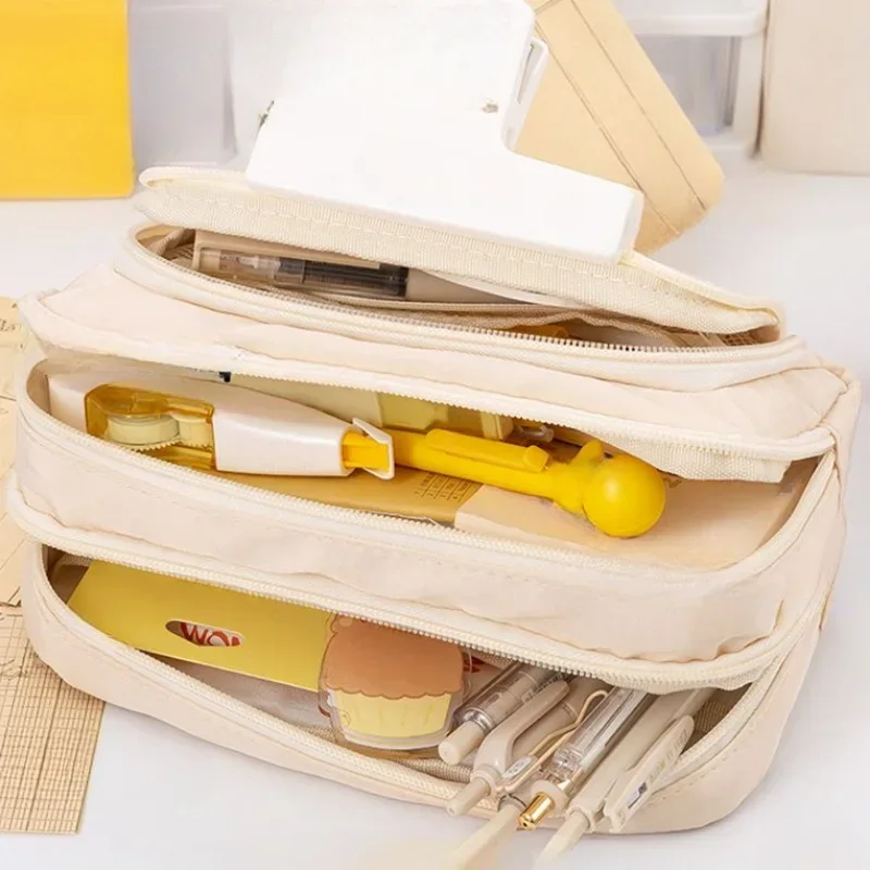 Saco de lápis estético de grande capacidade, estojo escolar, porta-canetas, bolsa com zíper, suprimentos para meninas e crianças