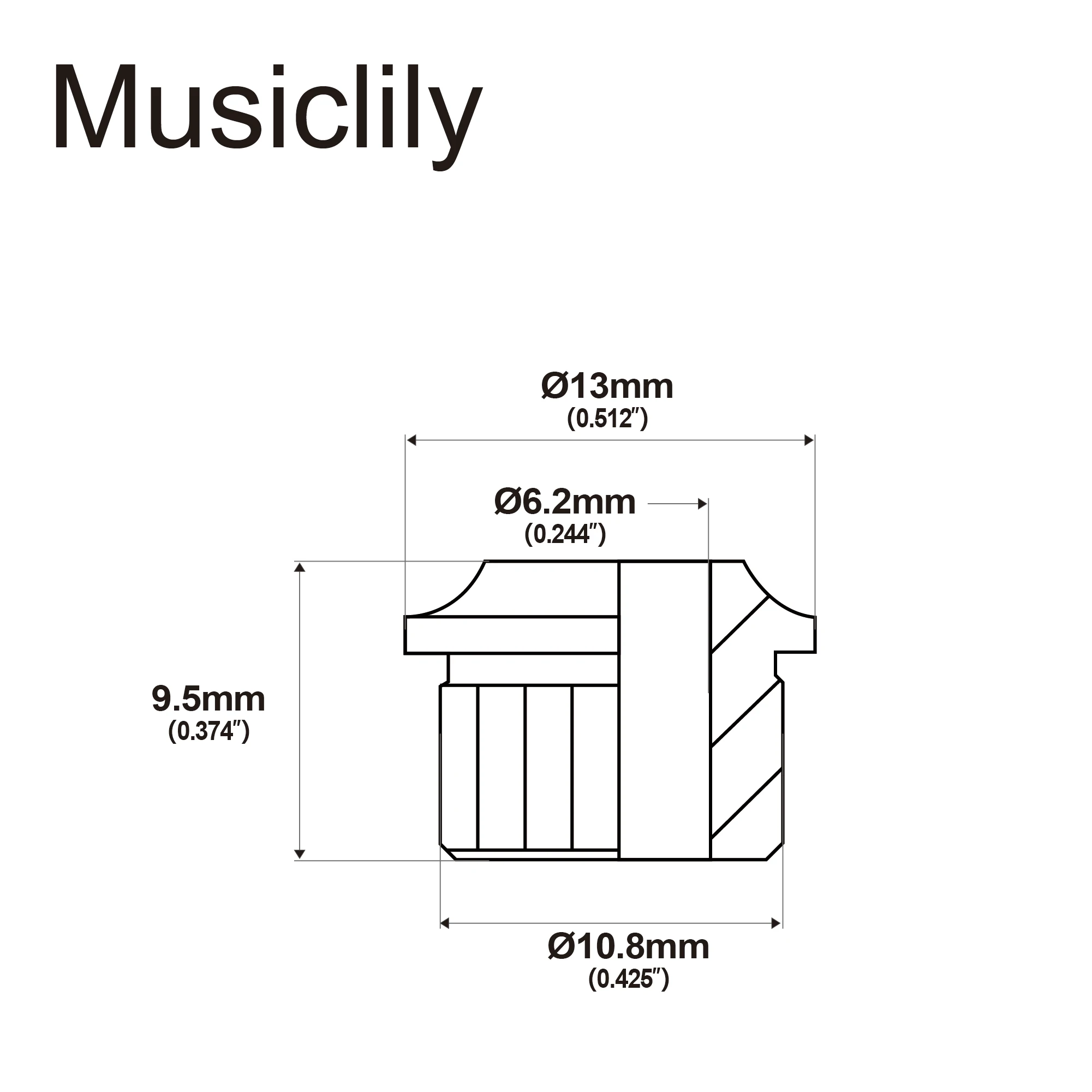 Musiclily Pro Steel Vintage/Modern 6mm to 10mm Guitar Tuner Conversion Bushings Tuning Pegs Adapter Ferrules (Set of 6)