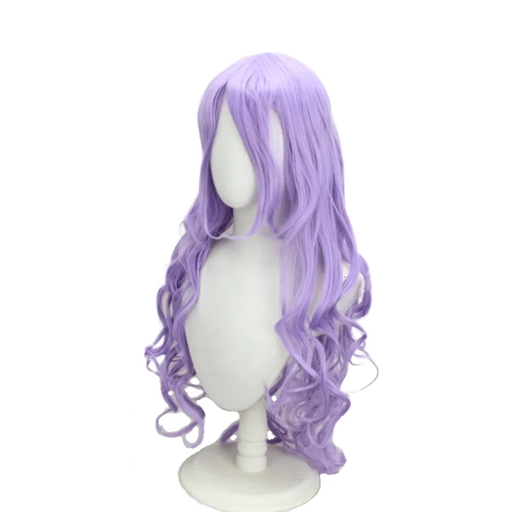 Azur Lane يونيكورن الأرجواني طويل مجعد شعر مستعار تأثيري أنيمي الشعر