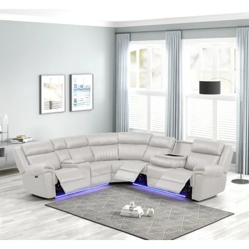 ！@Contemporary Genuine Leather U-Shape Sectional Ottoman Convertible and Extendable Pet Friendly for Apartment Living Room Use