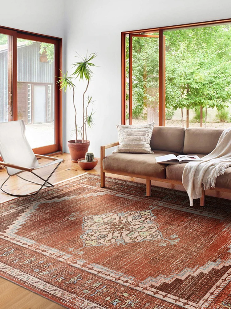 

New Washable Woven Carpet Living Room Vintage American Style Bedroom Area Rug Luxury Chenille Large Living Room Rugs Carpet Mat