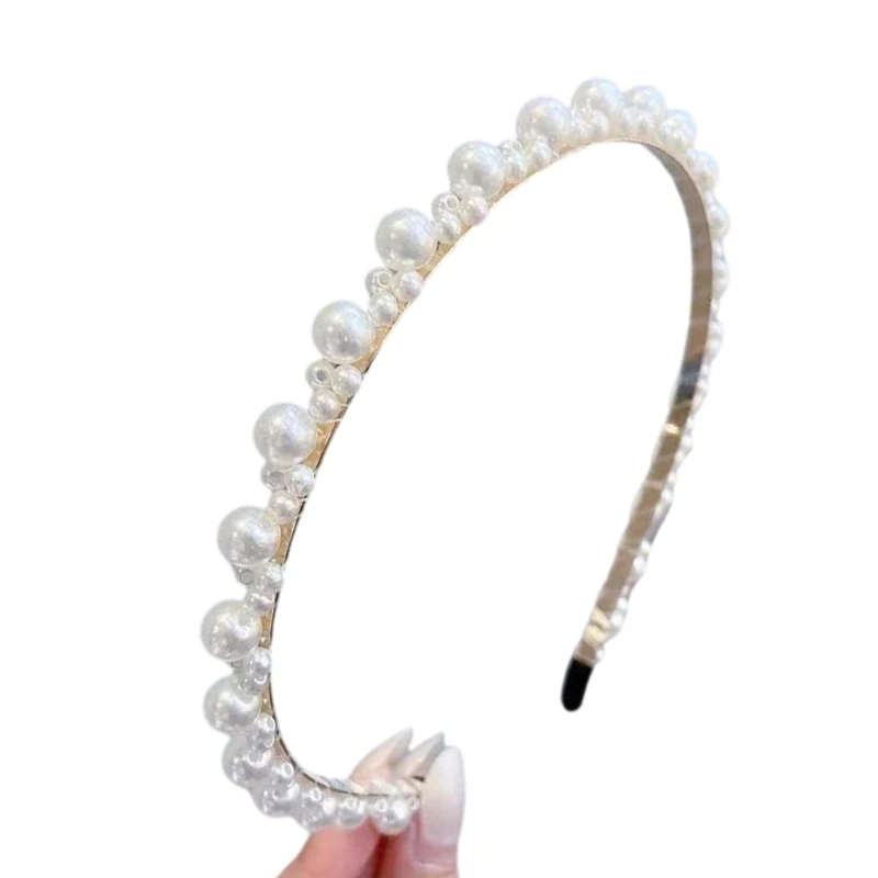  Elegant Faux Pearls Bows Hairband Acrylic Headpiece For Women Girls Wedding Party