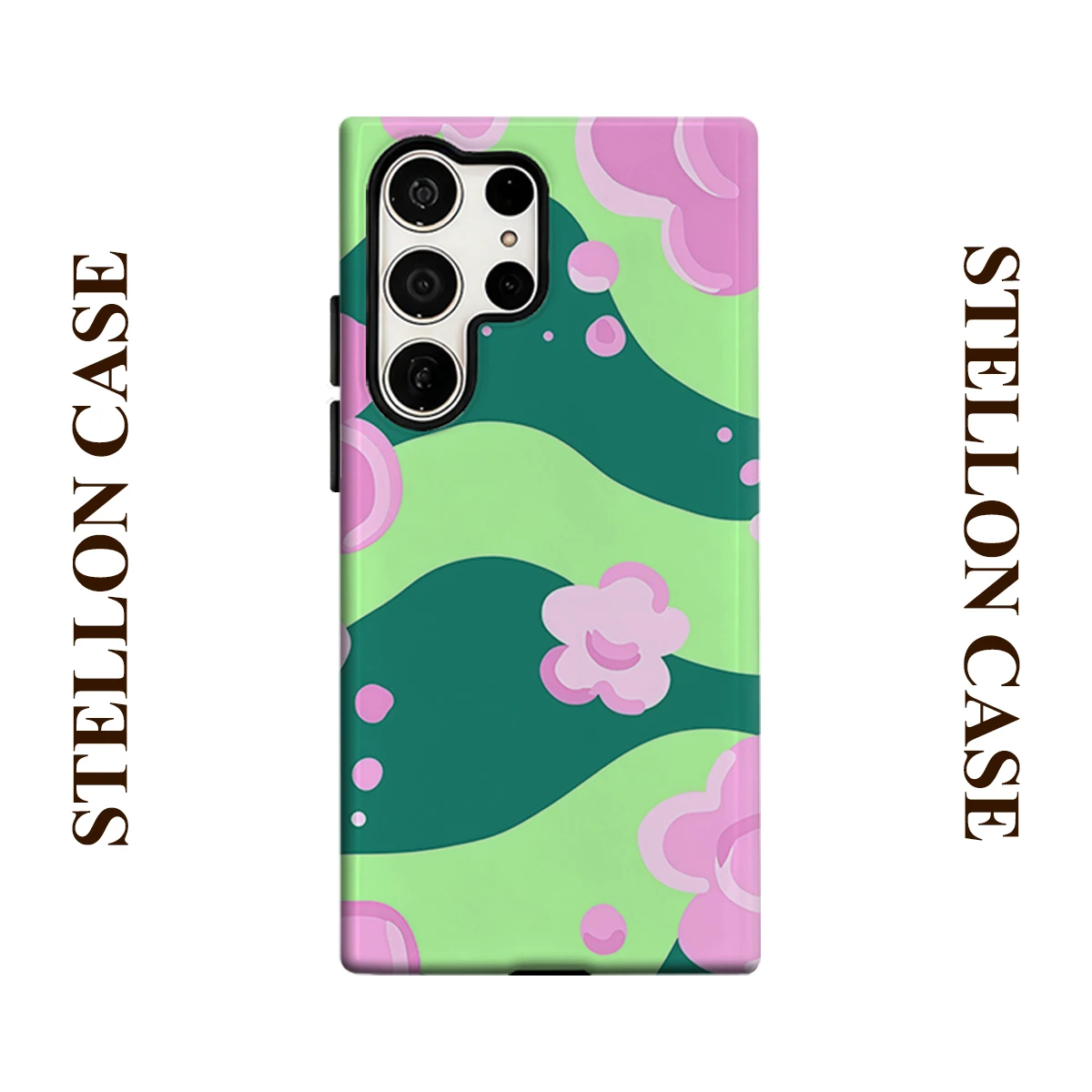 Pastel Floral Wave Phone Case For Samsung Galaxy S25 S24 S23 Ultra Plus A35 A55 Glossy HD Hard Cover Film Shell