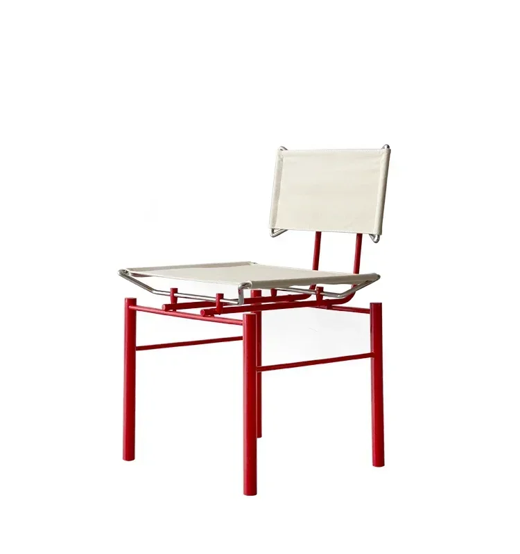 

Современный минималистичный металлический стул с тканевой спинкой без подлокотников. Хит продаж.