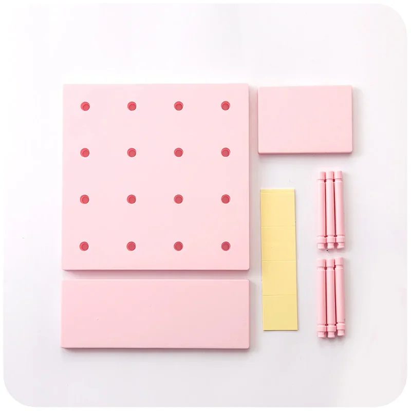 Kawaii Wall Hole Board Decor Wall Pegboard Storage Rack Blind Box Toy Figure Girl Bedroom Free Punch Organizer Storage Board