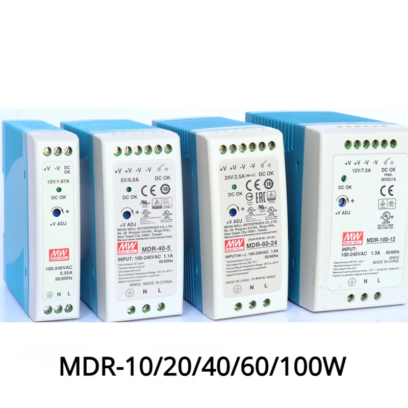 

Rail mounted switch power supply MDR-10 20 40 60 100W-5 12 24V output industrial DIN rail