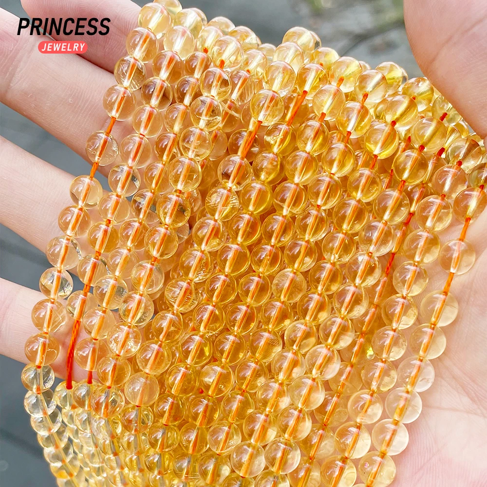 

A+++ Natural Clear Citrine Yellow Crystal Loose Beads for Jewelry Making DIY Bracelets Necklace Accessories