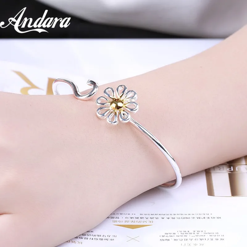 Andara 925 Sterling Silver Three-Circle Heart Bangle - Exquisite And Adorable Wedding Party Jewelry For Women