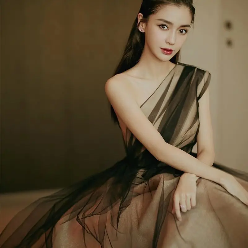 

Ele Simple Faion Evening Gown Women's New Par Ball Dr Long Floor Length Korean Sle mid Waist Zipper
