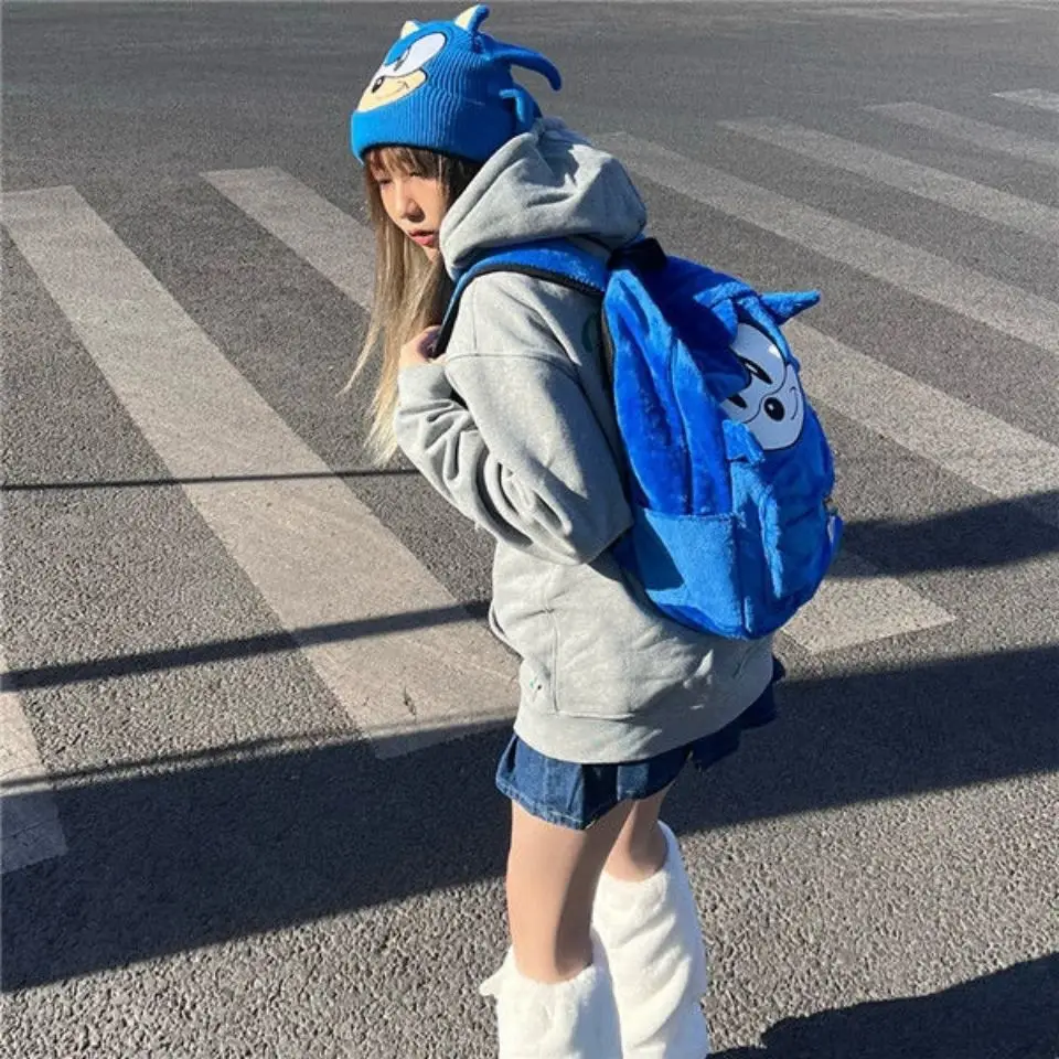 Pokemon Anime Cortoon Sonic Boy Plush Backpacks Large Capacity Backpack Student Schoolbag Mochilas for Boy Girls Kids peluches