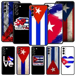 Cuba flag Art Case For Samsung Galaxy S22 S21 S20 Ultra FE 5G Plus S24 S9 S10 Plus S23 S10E Silicone Phone Cover Black