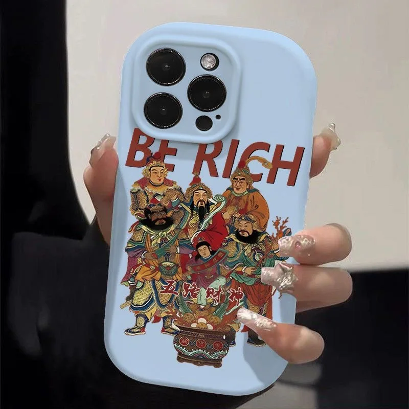 Five gods of wealth Shockproof Fashionable Phone Case For iPhone 15 Pro Max 14 Plus 13 12 11 XR X XS 8 7 Cover