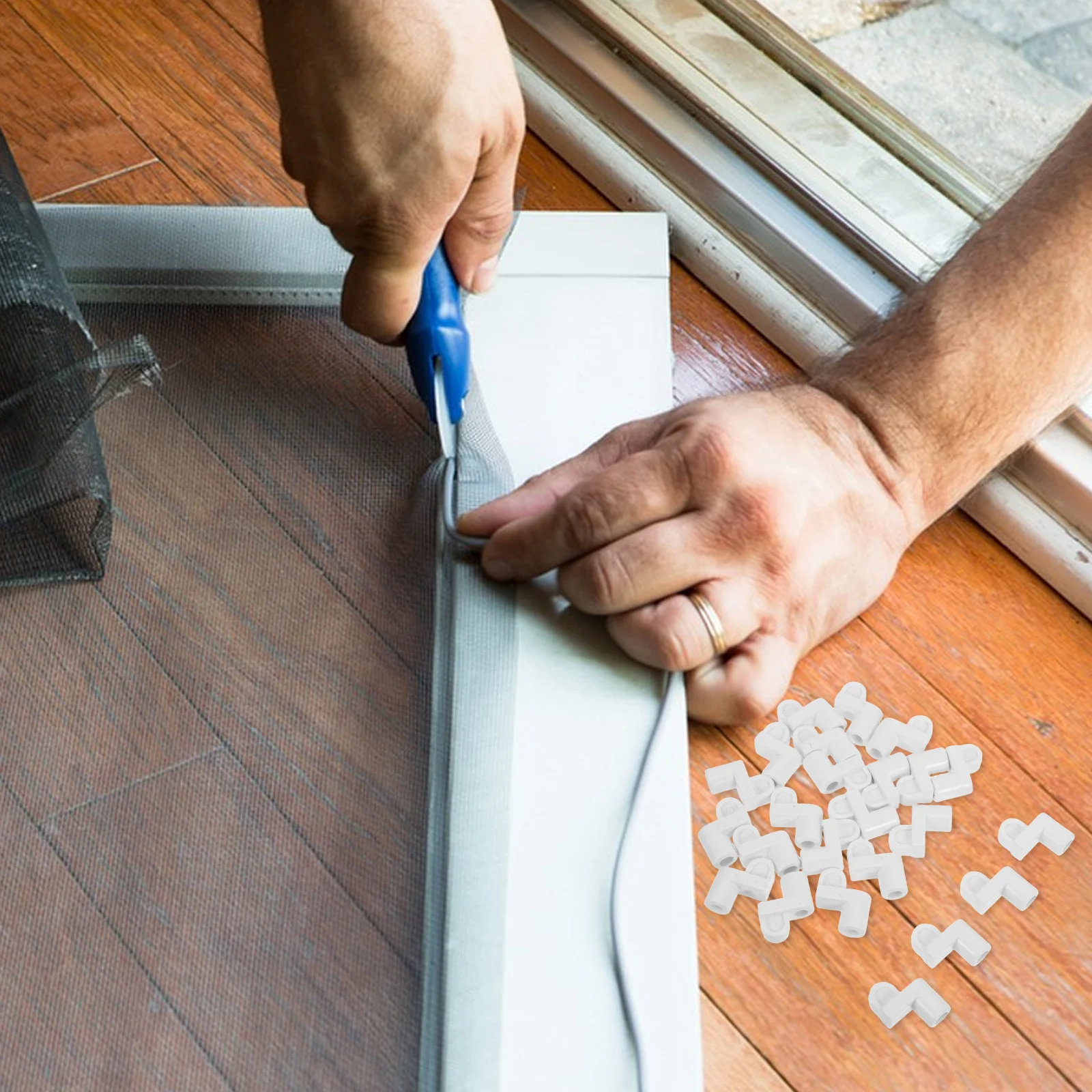 24Pcs Universal Window Screen Clips High Strength White Plastic Fast Installation Secure Mesh Holder Replacement Window Screen