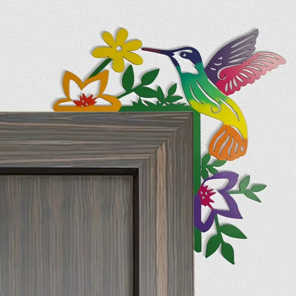 Iron Wall Art Piece Featuring Hummingbird Flamingo Motif in Rust-Resistant Finish Ideal for Indoor Outdoor Use Versatile Decorat