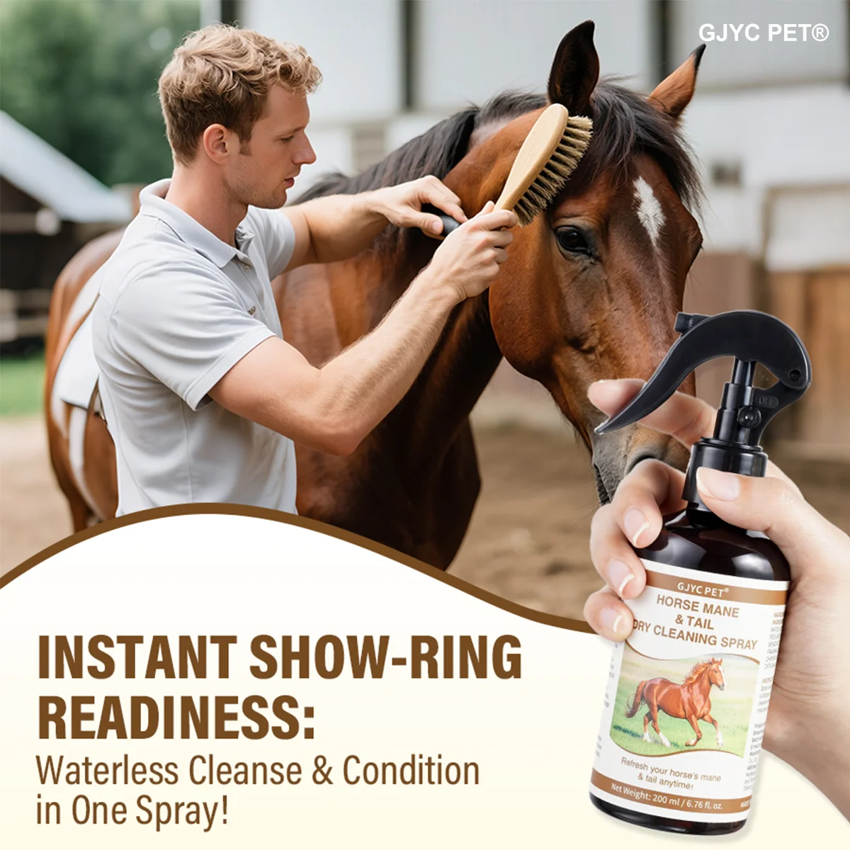 Horse Mane Tail Cleaner Spray 200ml Gentle Formula Cleanses Detangles Deodorizes Refreshes Horse Coat Suitable For All Breeds