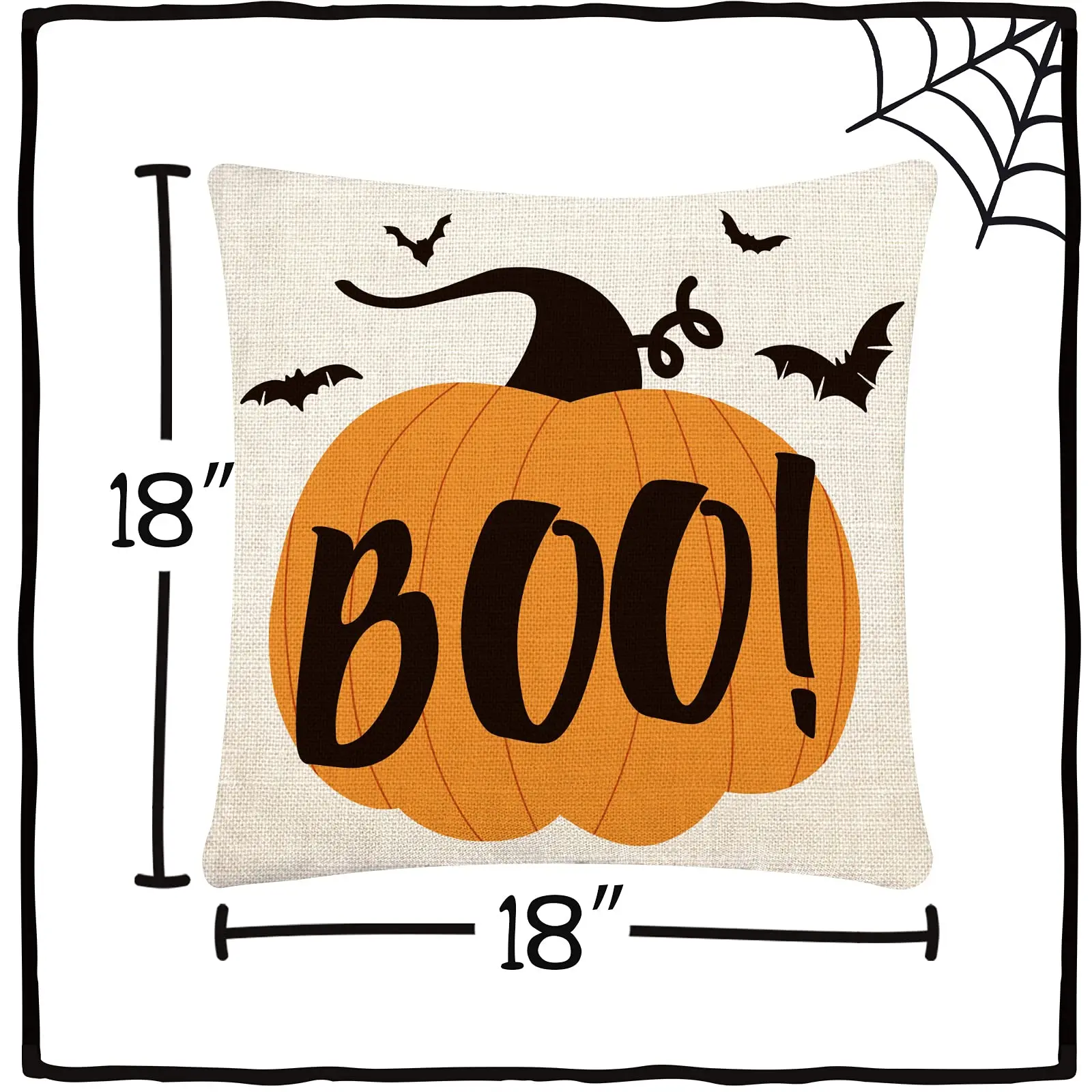 Halloween Pillow Covers 18x18 Set of 4 Trick or Treat Pillow Covers Happy Halloween Linen Sofa Bed Throw Cushion Cover Decor