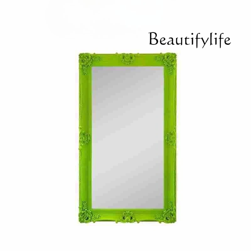 

Vintage hanger full-length mirror flocking clothing store floor-to-ceiling full-body mirror art sub-trial engraving