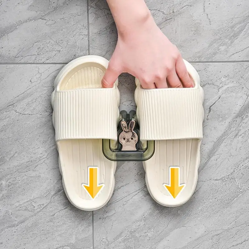 Wall Mounted Shoe Rack Cute Bunny Slipper Storage Racks Shoe Organizer Strong Load-Bearing Space-Saving Slipper Holder Shoe