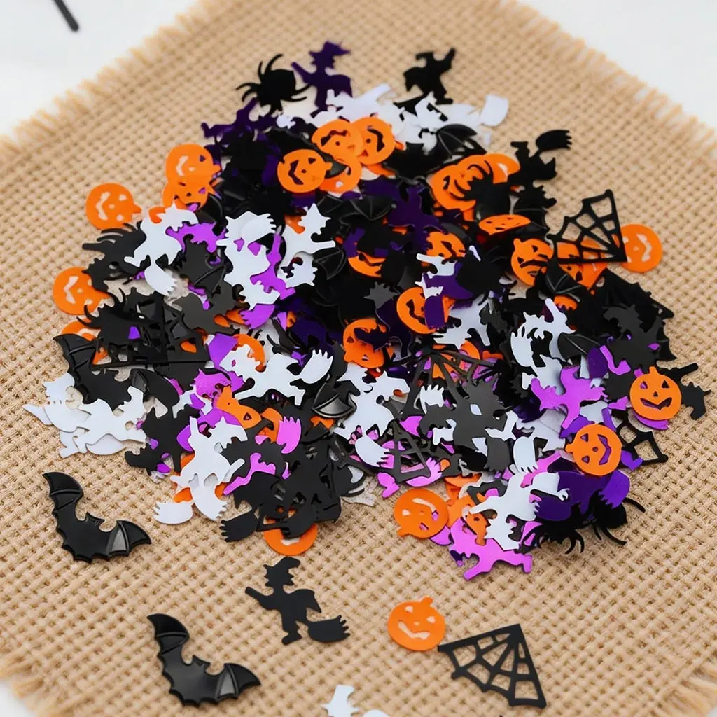 (30g/pack)Mixed Halloween Party Decoration Plastic Paper Scrap Pumpkin Bat Witch Shaped Fragments Party Decorations Atmosphere