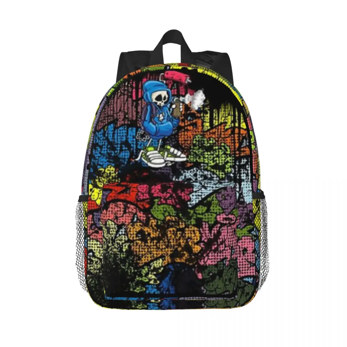 Synr 70s Retro Comic Graffiti Print for Girls and Boys, Sac à dos étudiant de grande capacité, Sac à dos léger et étanche, 15 po