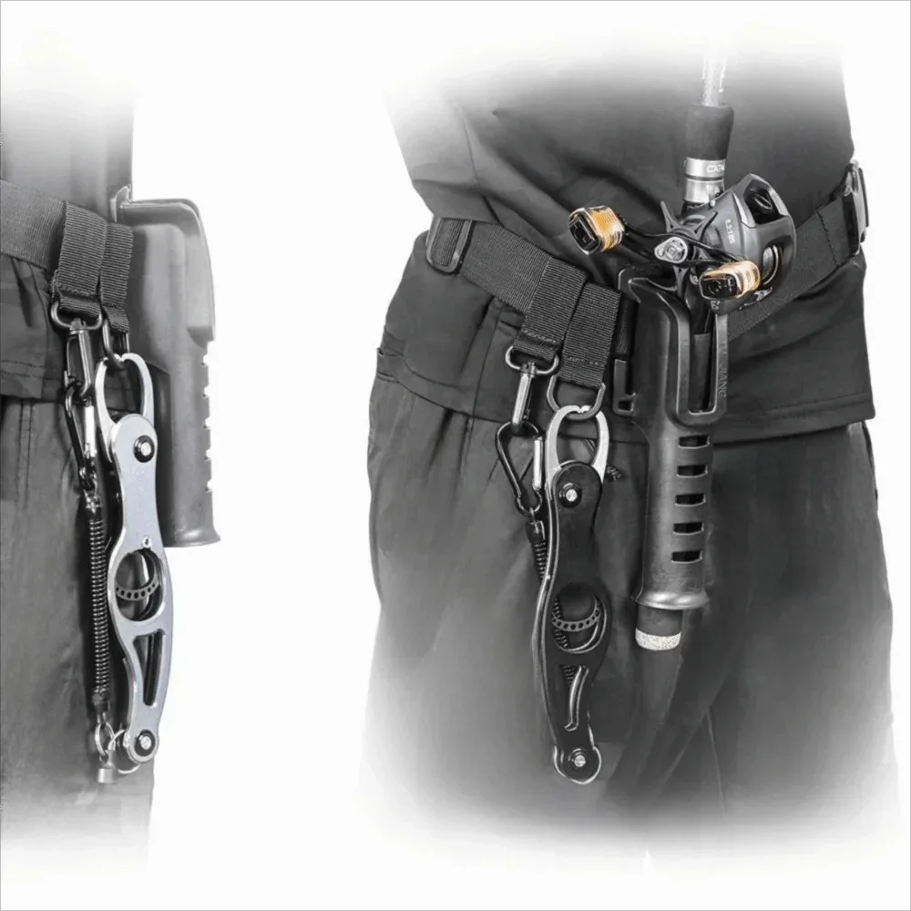 Verstellbarer Angelrutenhalter mit Gürtelclip und Schloss, Tragbare Angelausrüstung, Abnehmbarer Hüftgurt für Freihändiges Angeln – Detail 17