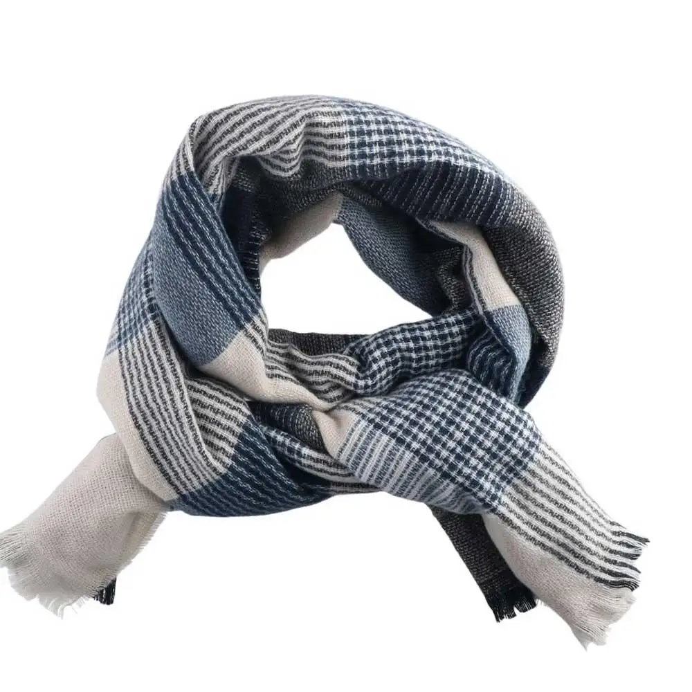 

Trendy Elegant Lattice Imitation cashmere Thick Stripe Korean Long Shawls Checked Grid Wraps Women Winter Scarves